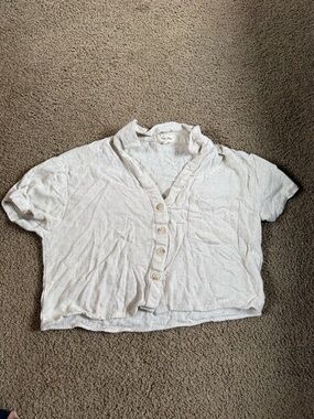 Love Notes Cream Button Front Crop Top